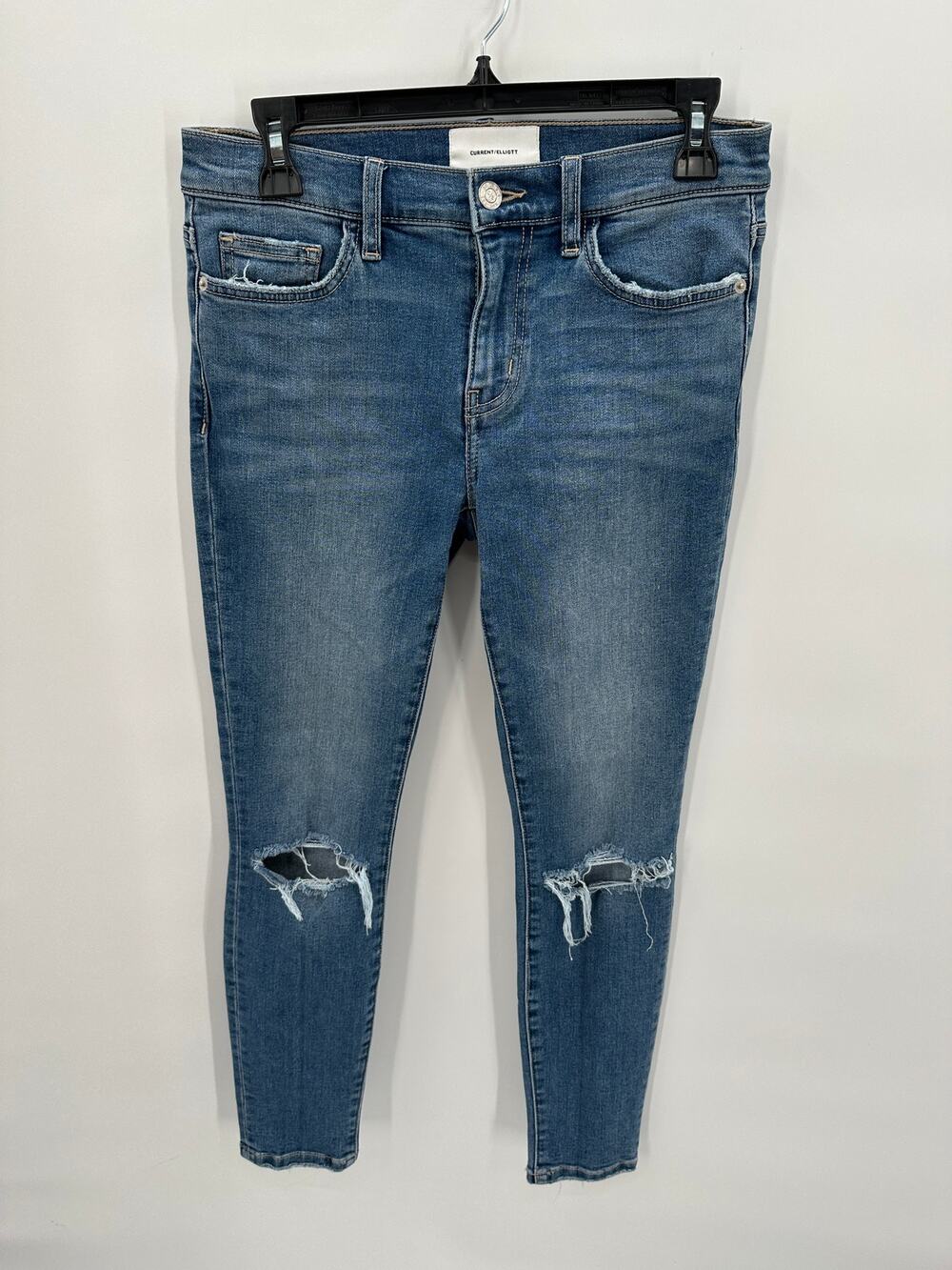 Current/Elliott Distressed Medium Wash Skinny Denim Jean // 27